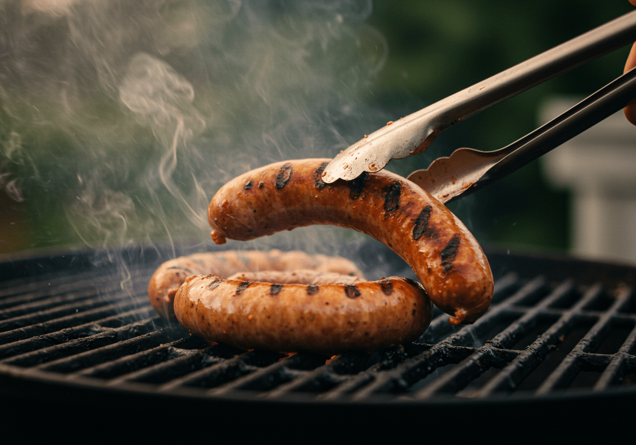 Bratwurst auf dem Grill, beim Braten für kalorien bratwurst brötchen.
