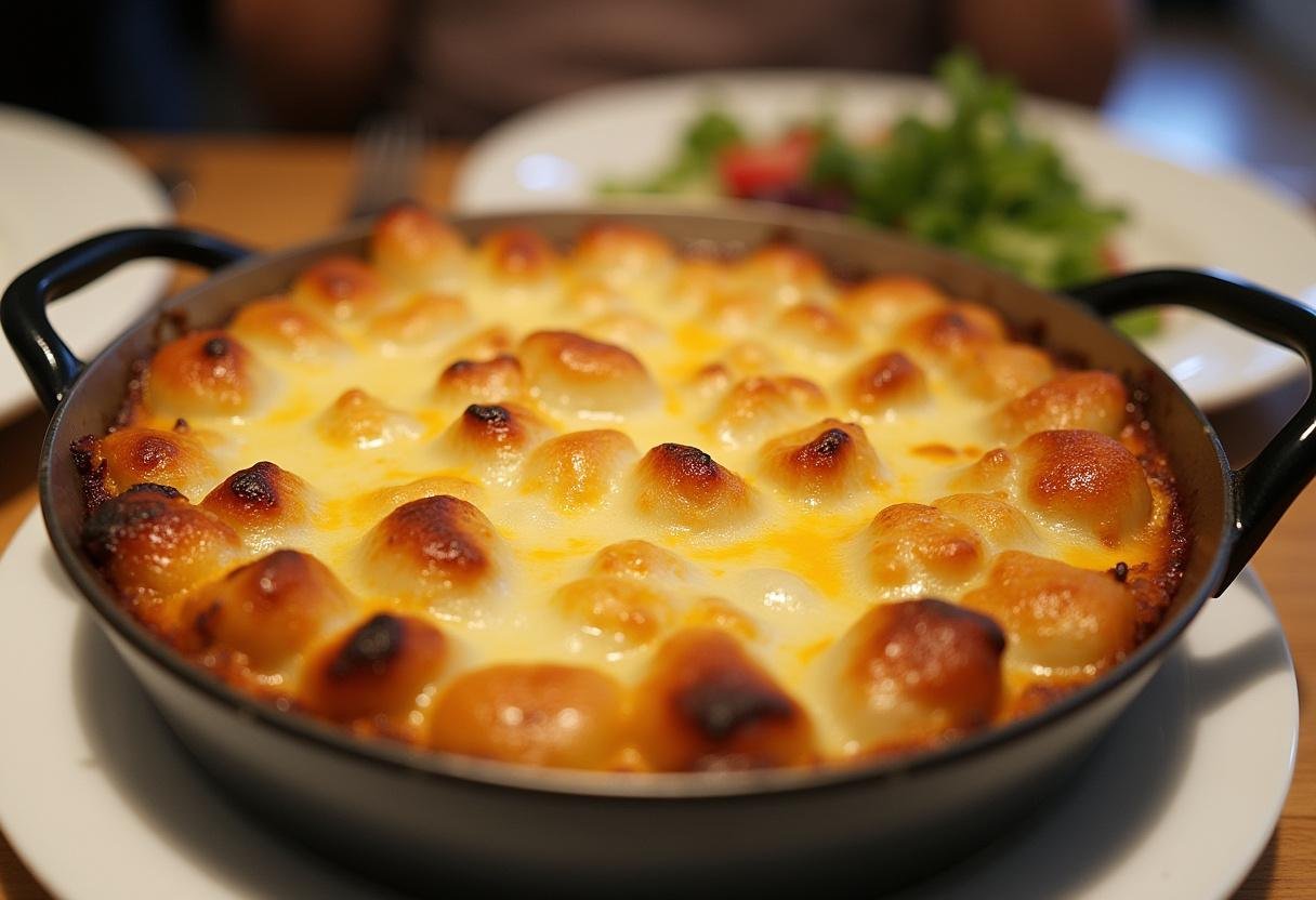 Perfectly baked Kartoffelgratin with crispy cheese topping, ready to serve.