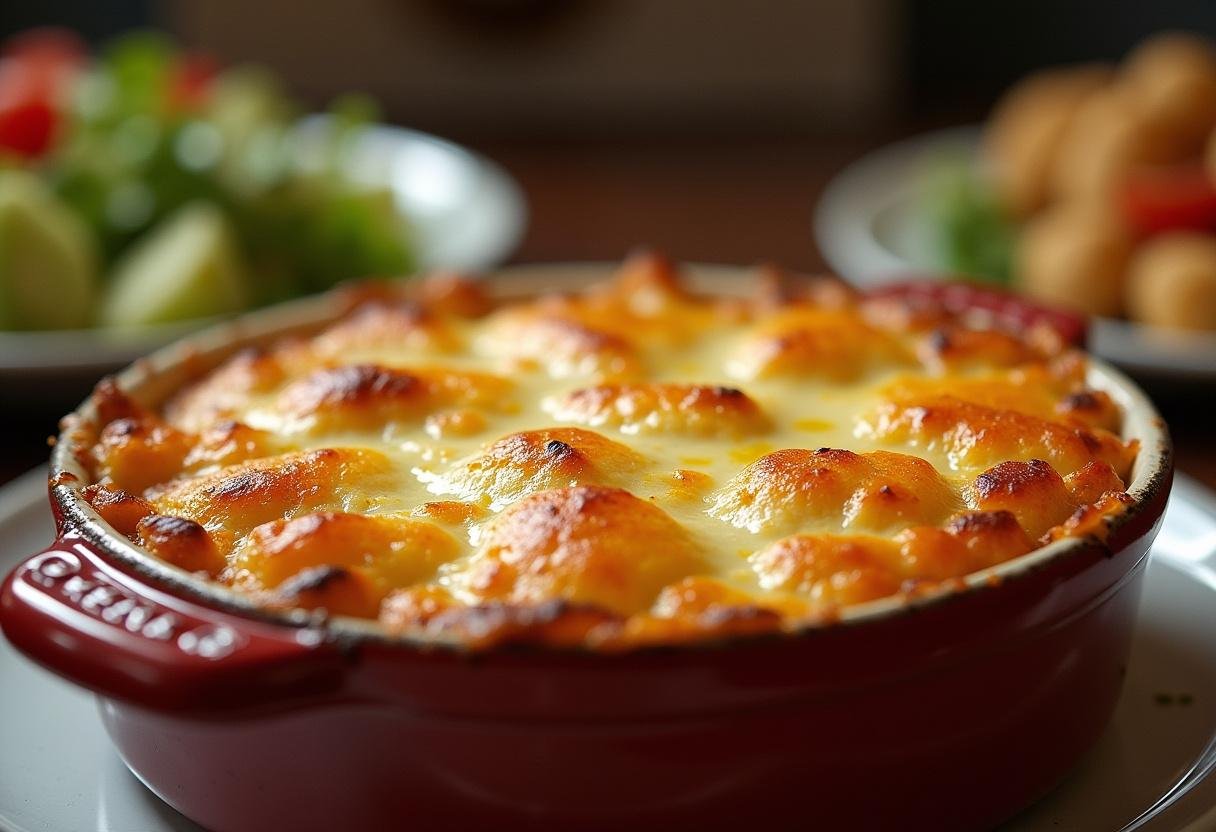 Perfectly baked Kartoffelgratin with crispy cheese topping, ready to serve.