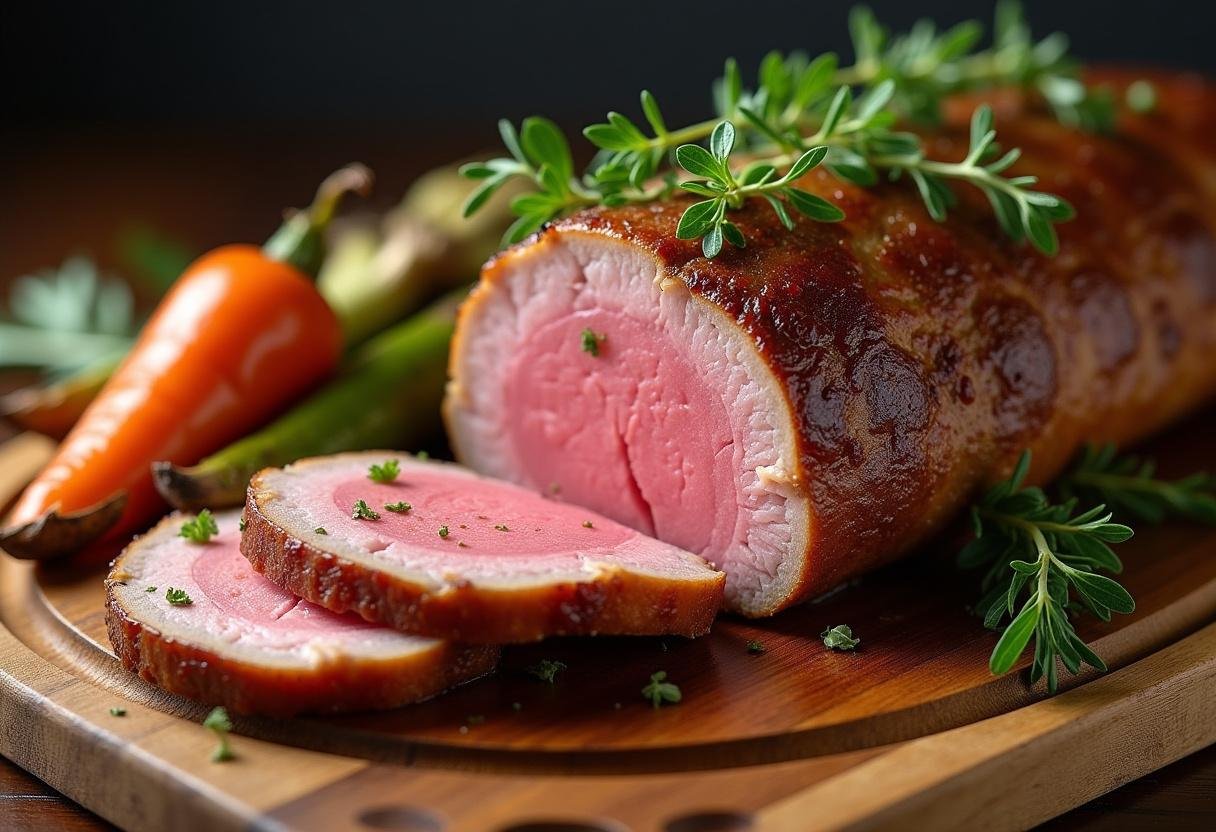 Juicy and flavorful Der allerbeste Salzbraten served with roasted vegetables.