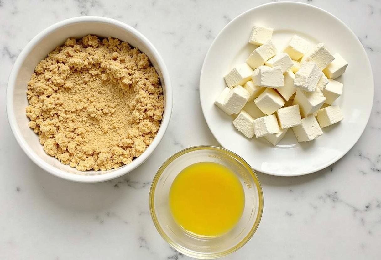 Semmelbrösel vorbereitet zum Panieren von Feta-Käse im Rezept Feta im Knuspermantel.
