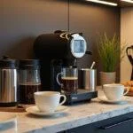 Fertig zubereiteter Melitta und Lavazza Kaffee zu Hause, ideal für Kaffeegenuss.