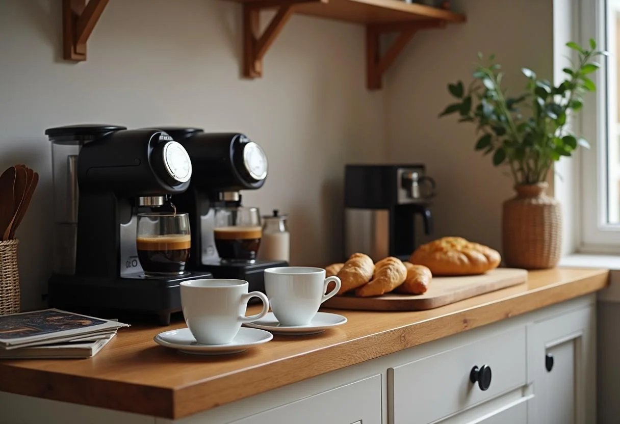 Fertig zubereiteter Melitta und Lavazza Kaffee zu Hause, ideal für Kaffeegenuss.