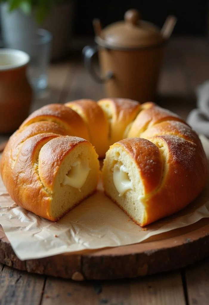 Fertiges Käse Knoblauch Zupfbrot, schön gebräunt und geschmolzenem Käse, perfekt zum Teilen.
