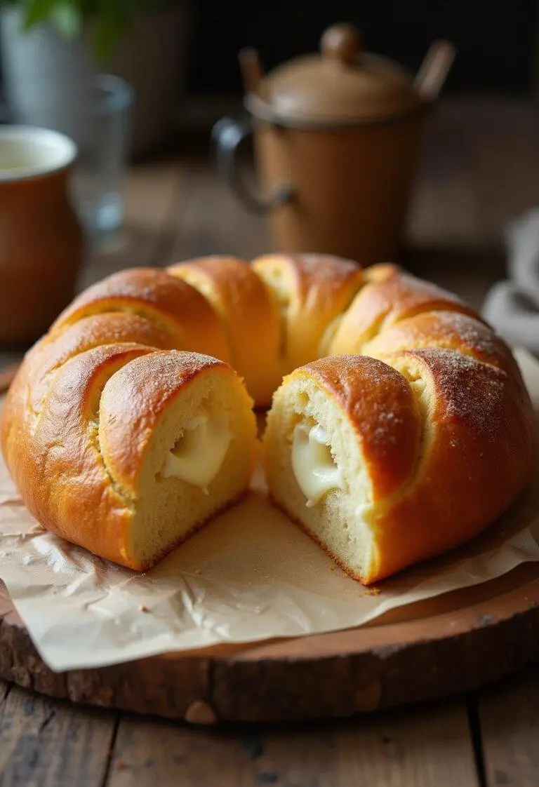 Fertiges Käse Knoblauch Zupfbrot, schön gebräunt und geschmolzenem Käse, perfekt zum Teilen.