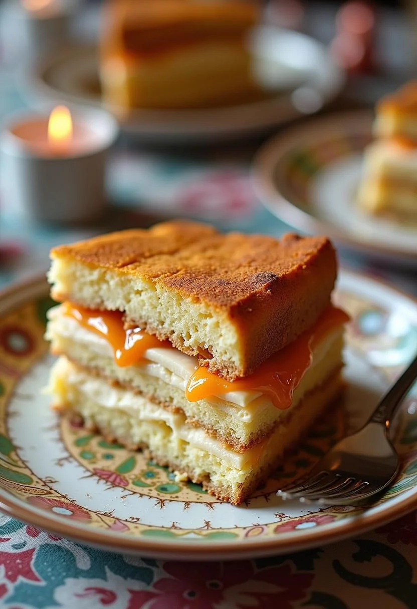 Fertiger Kinder-Milch-Sandwich-Kuchen mit cremiger Füllung und frischen Beeren.