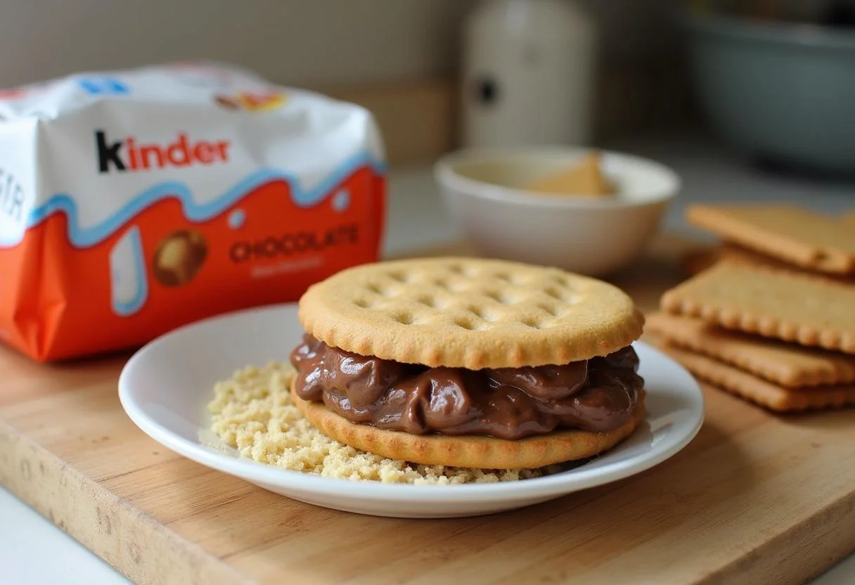 Zutaten für Kinder-Milch-Sandwich-Kuchen: Mehl, Zucker und Backpulver in einer Schüssel.