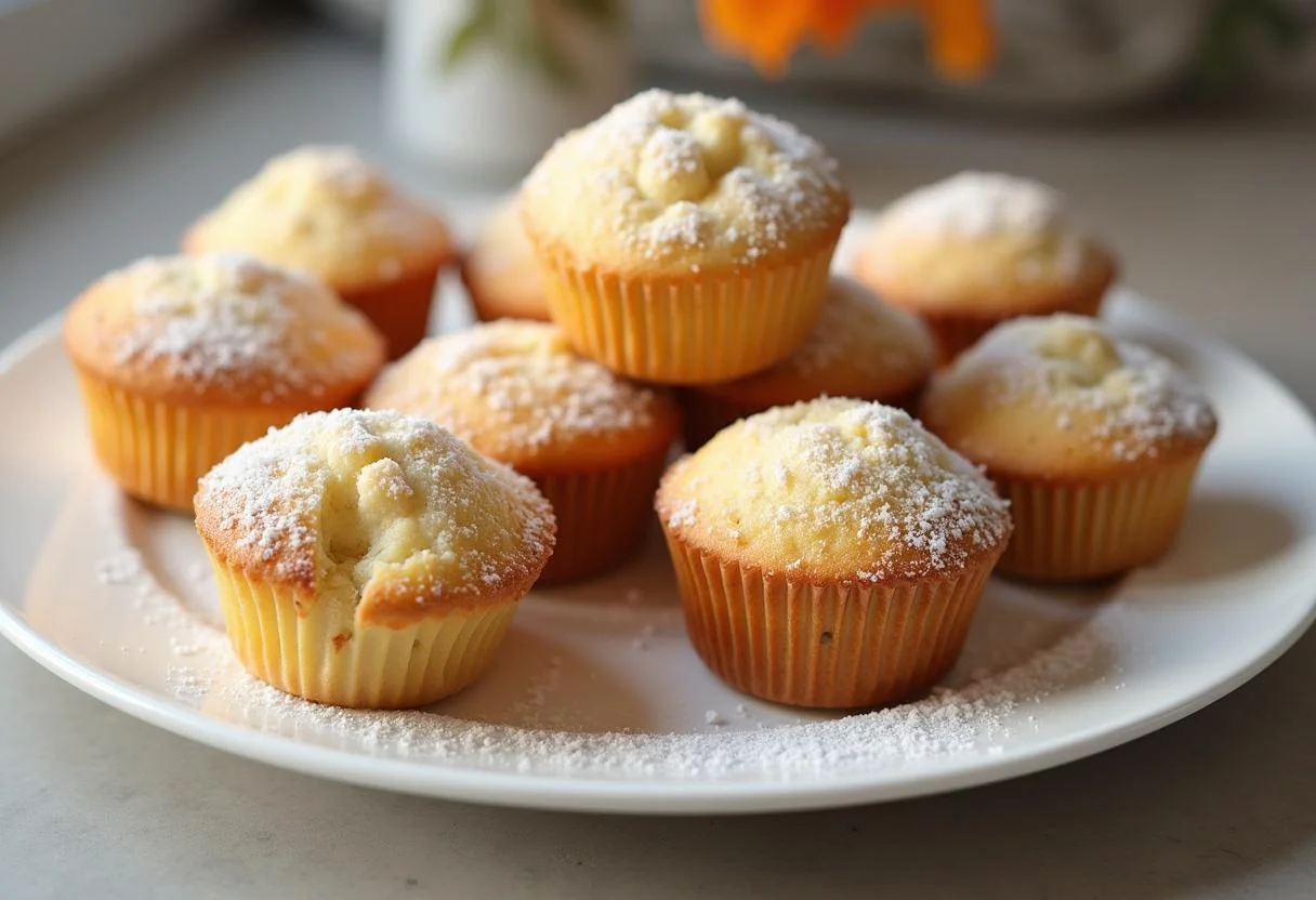 Fertige leichte Medizin nach amerikanischer Art Muffins auf einem Teller, perfekt zum Servieren.