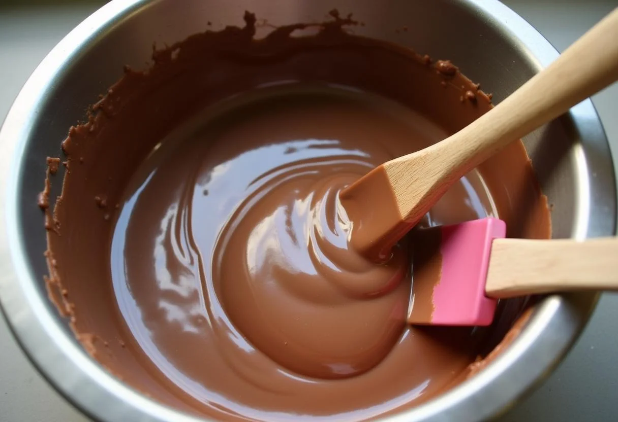 Smooth milk chocolate and whipped cream mixture for the Maltesers cake filling.