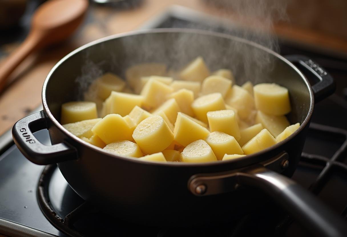 Kartoffeln kochen für Omas besten Kartoffelsalat mit Mayonnaise.