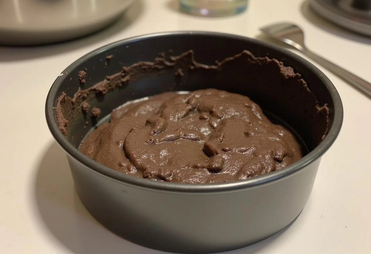 Oreo-Keksboden in einer Springform für Oreo-Kuchen mit Sahnecreme.