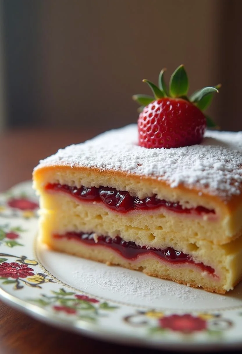 Fertiggestellter Pani Walewska-Kuchen mit Schichten und Puderzucker, perfekt für den Genuss.