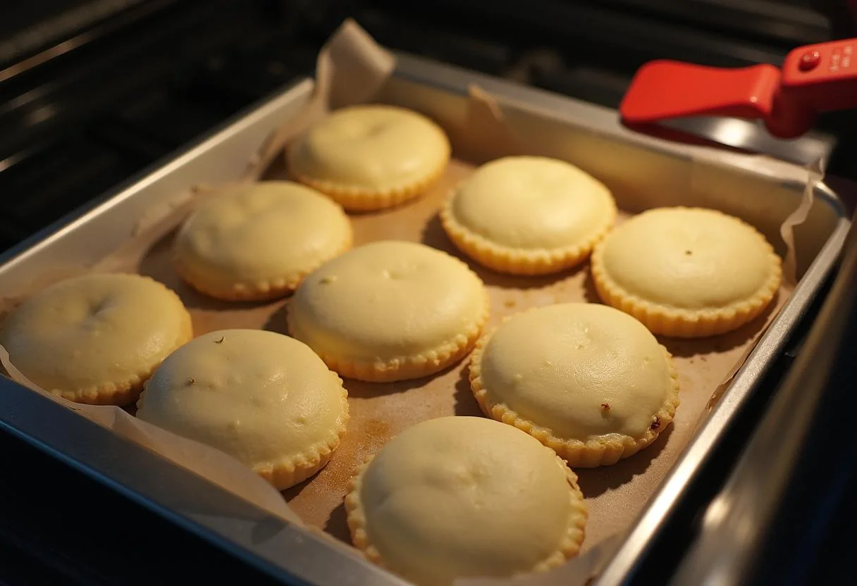 Vorbereiteter Pani Walewska-Kuchen auf dem Blech, bereit für den Ofen.