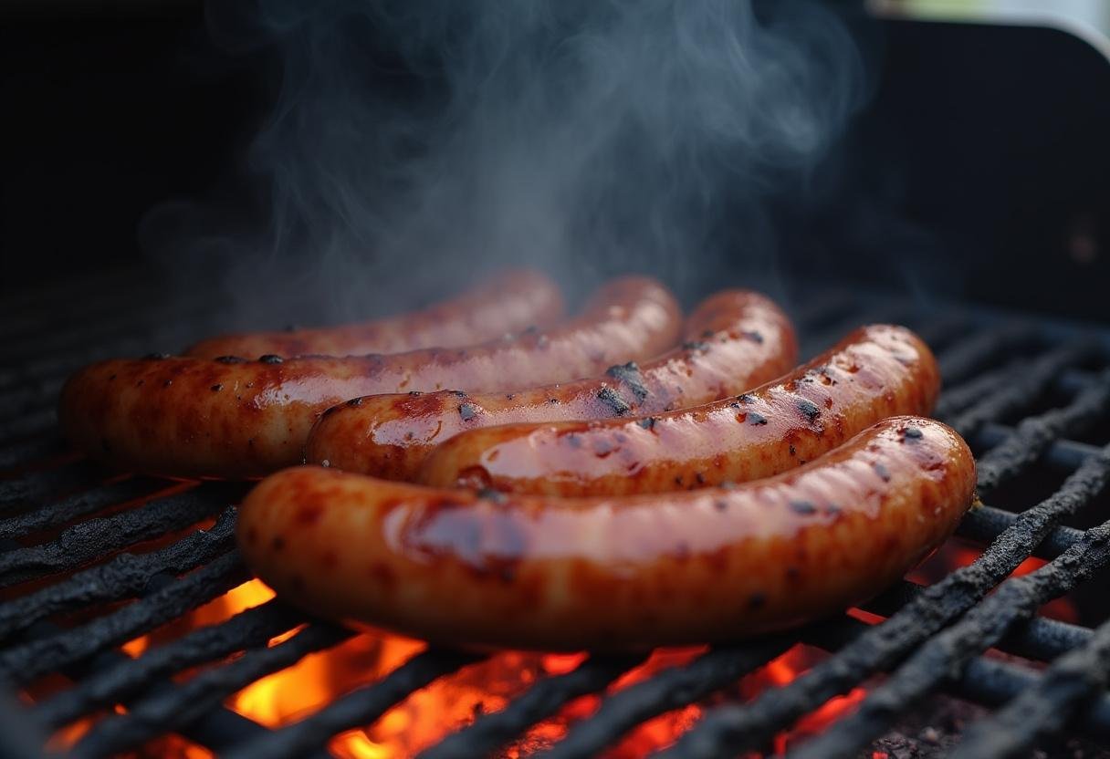 Vorheizender Grill mit mittlerer Hitze für die perfekte Bratwurst.