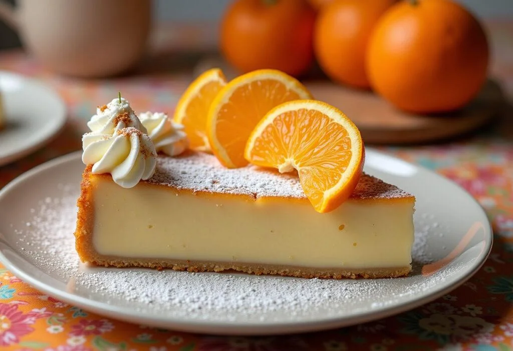 Fertiger Käse Mandarinen Kuchen vom Blech, perfekt für jede Feier.