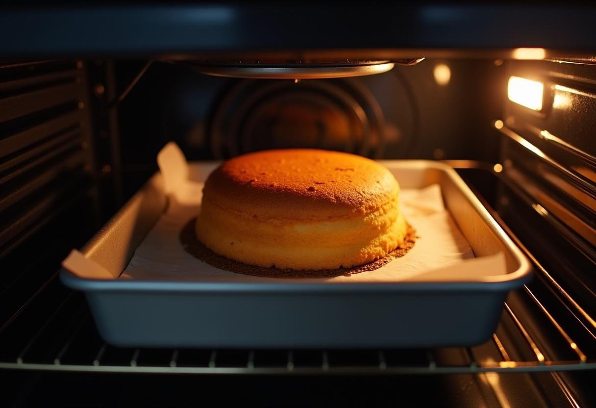 Der Käse Mandarinen Kuchen Blech backt im Ofen und duftet köstlich.