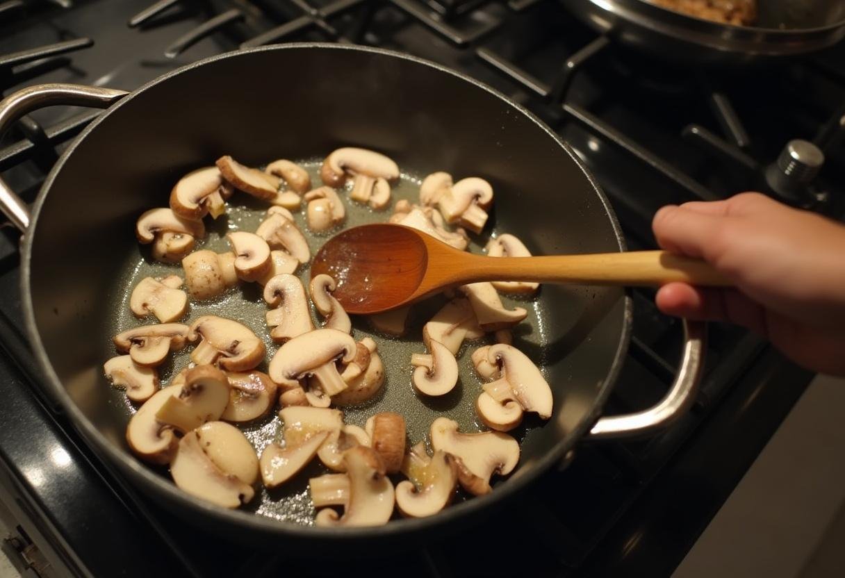 Butter schmilzt in einem Topf für das Anbraten der Champignons in der Sahnigen Champignonrahmsuppe der Träume.