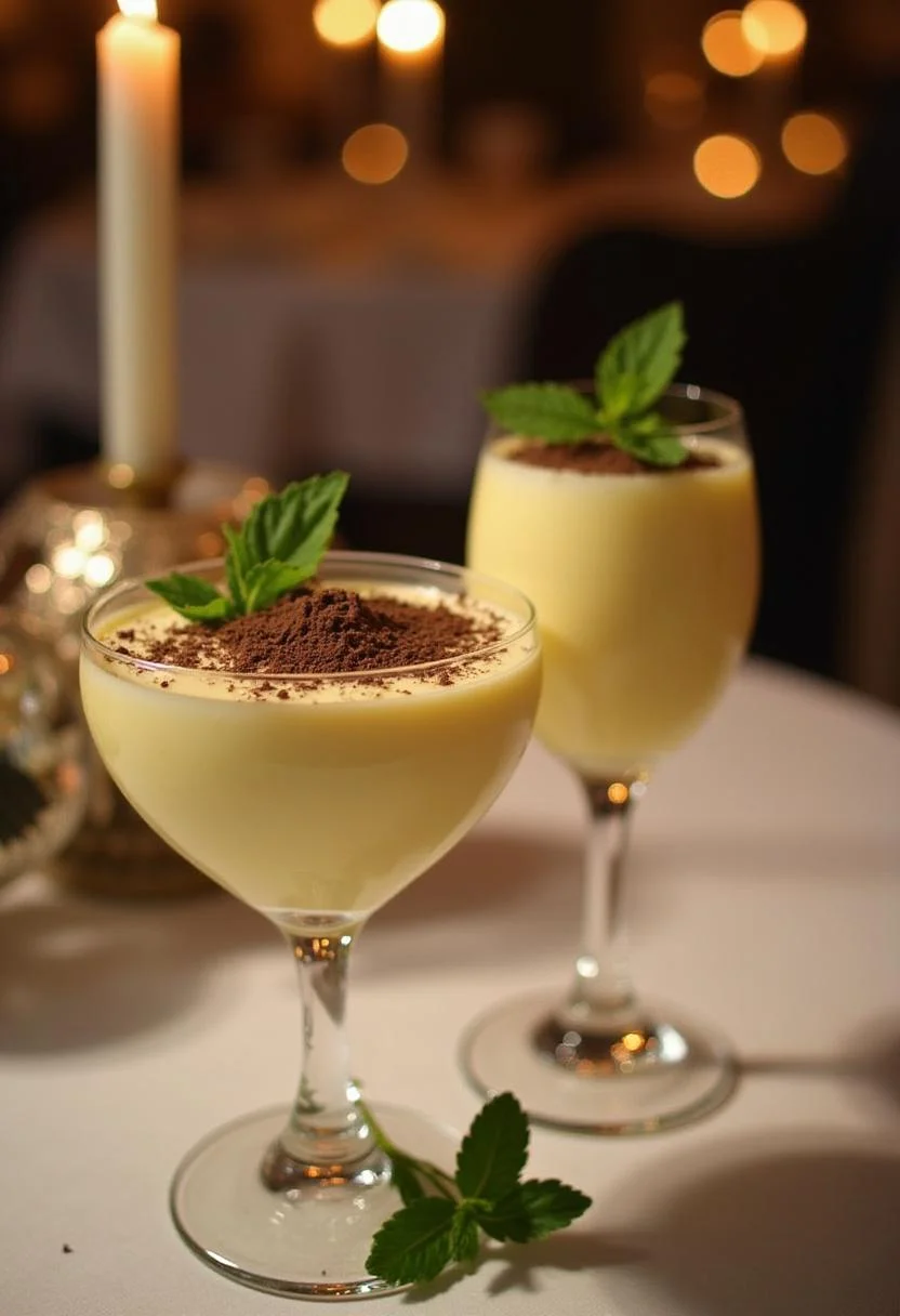 Elegant serviertes Eierlikör-Dessert im Glas, ideal für festliche Anlässe.