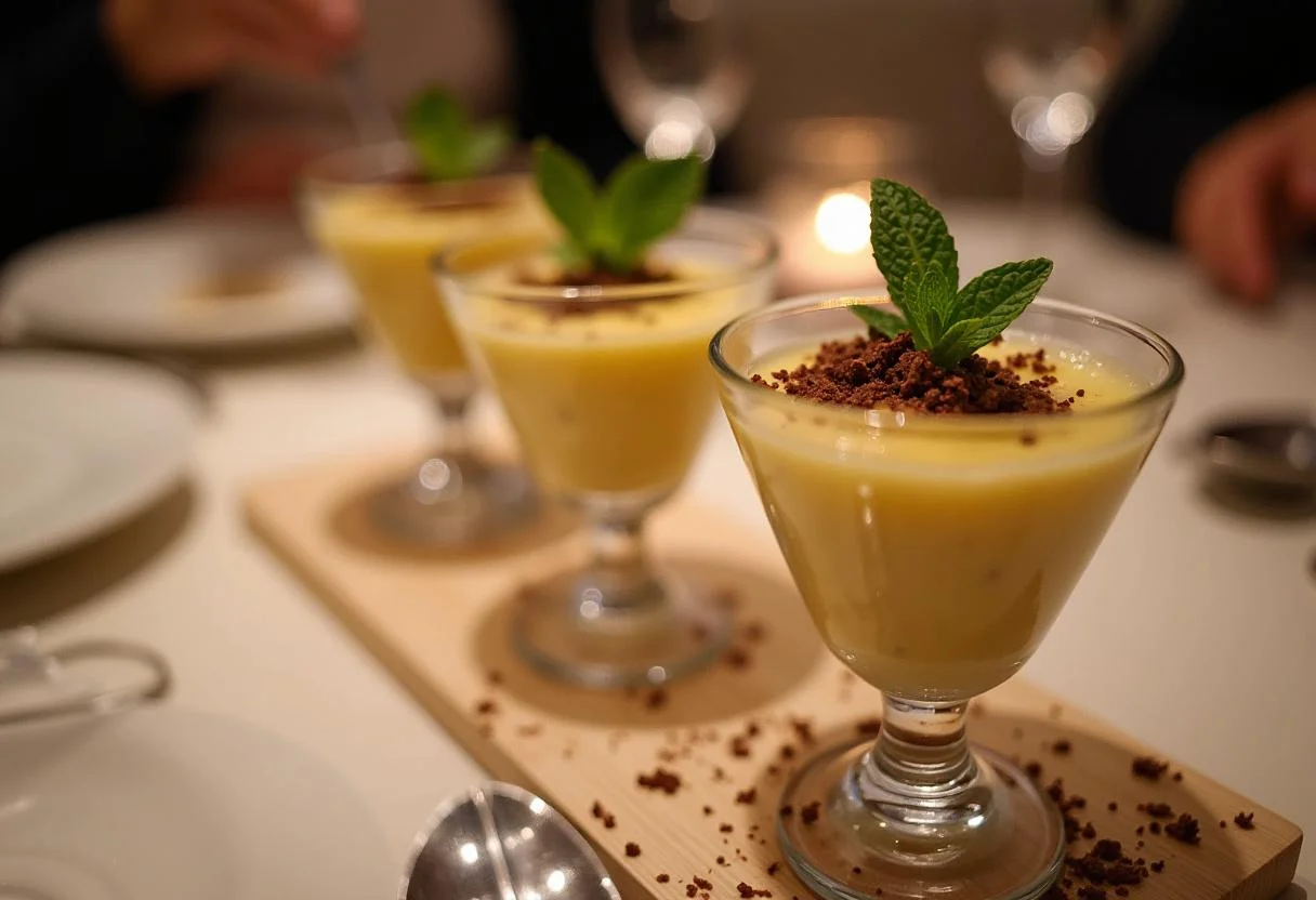Elegant serviertes Eierlikör-Dessert im Glas, ideal für festliche Anlässe.