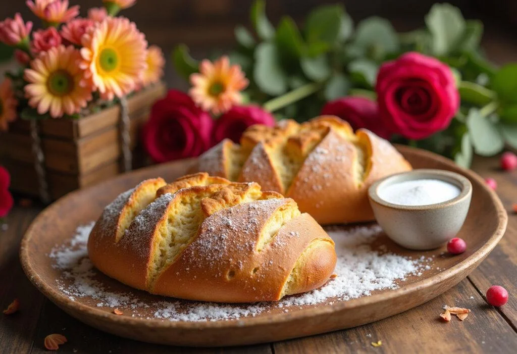 Fertige Anrichte mit Brot und Salz zum Einzug, eine herzliche Geste für neue Anfänge.