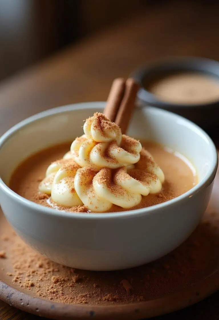 Final velvety Milchreis with a cinnamon sugar drizzle, showcasing a delicious German dessert.