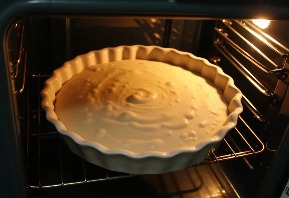 Placing Warm and Cheesy Spinatkuchen in the oven to bake.