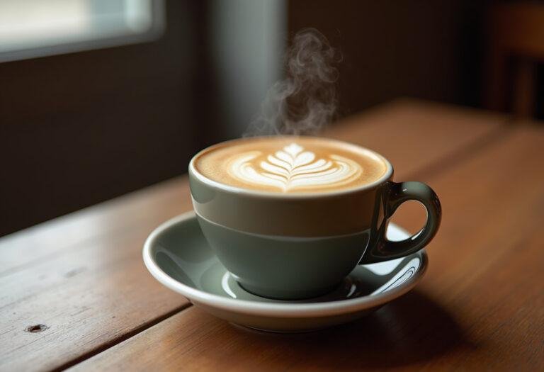 Perfekt zubereiteter Melitta Kaffee mit Latte-art für Kaffeeliebhaber.