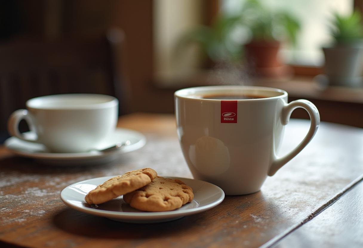 Tisch gedeckt mit Melitta Kaffee und Leckereien für das aktuelle Kaffee Angebot.