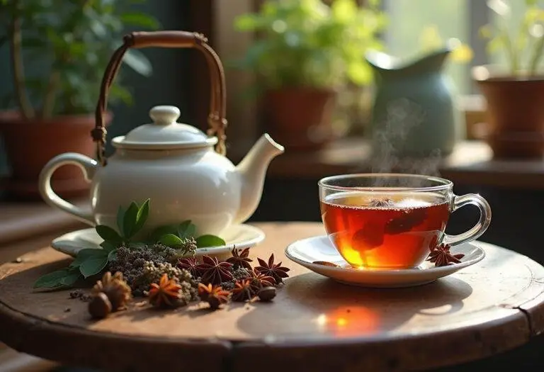 Artistic presentation of anis tee, ideal for cough relief and digestive health, creating a calming atmosphere.
