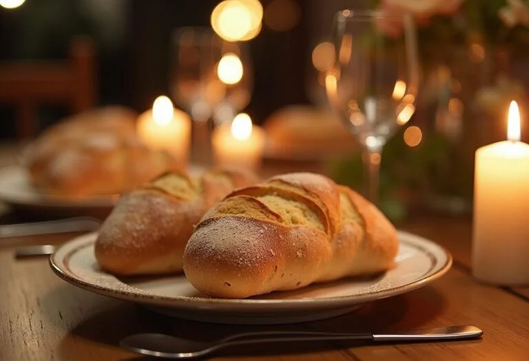 Einladende Präsentation von Brot und Salz auf dem Tisch für einen Einzug, repräsentiert Gastfreundschaft und Tradition.