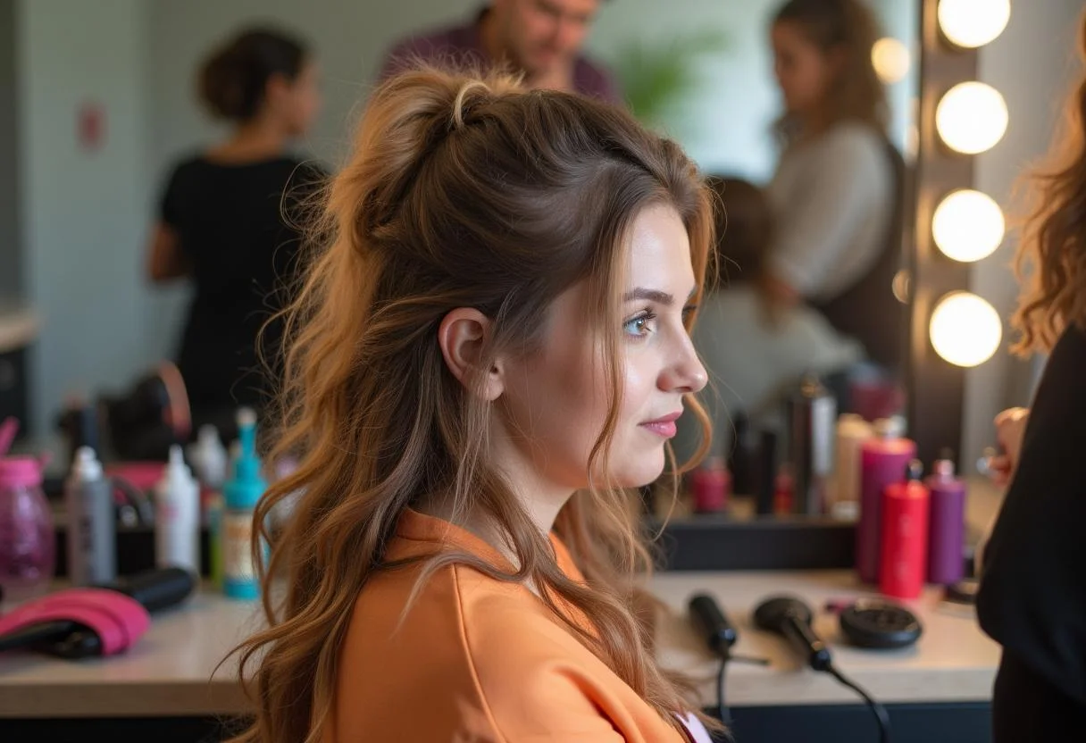 Feines Haar mit Volumen Puder gestylt, bereit für den perfekten Look.