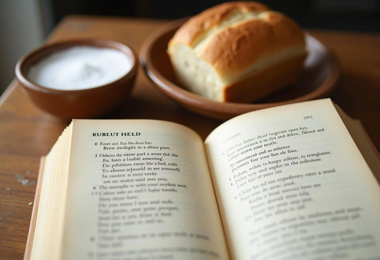 Traditionelle Sprüche über Salz und Brot als Einzugsgeschenk in einem Rezeptbuch.