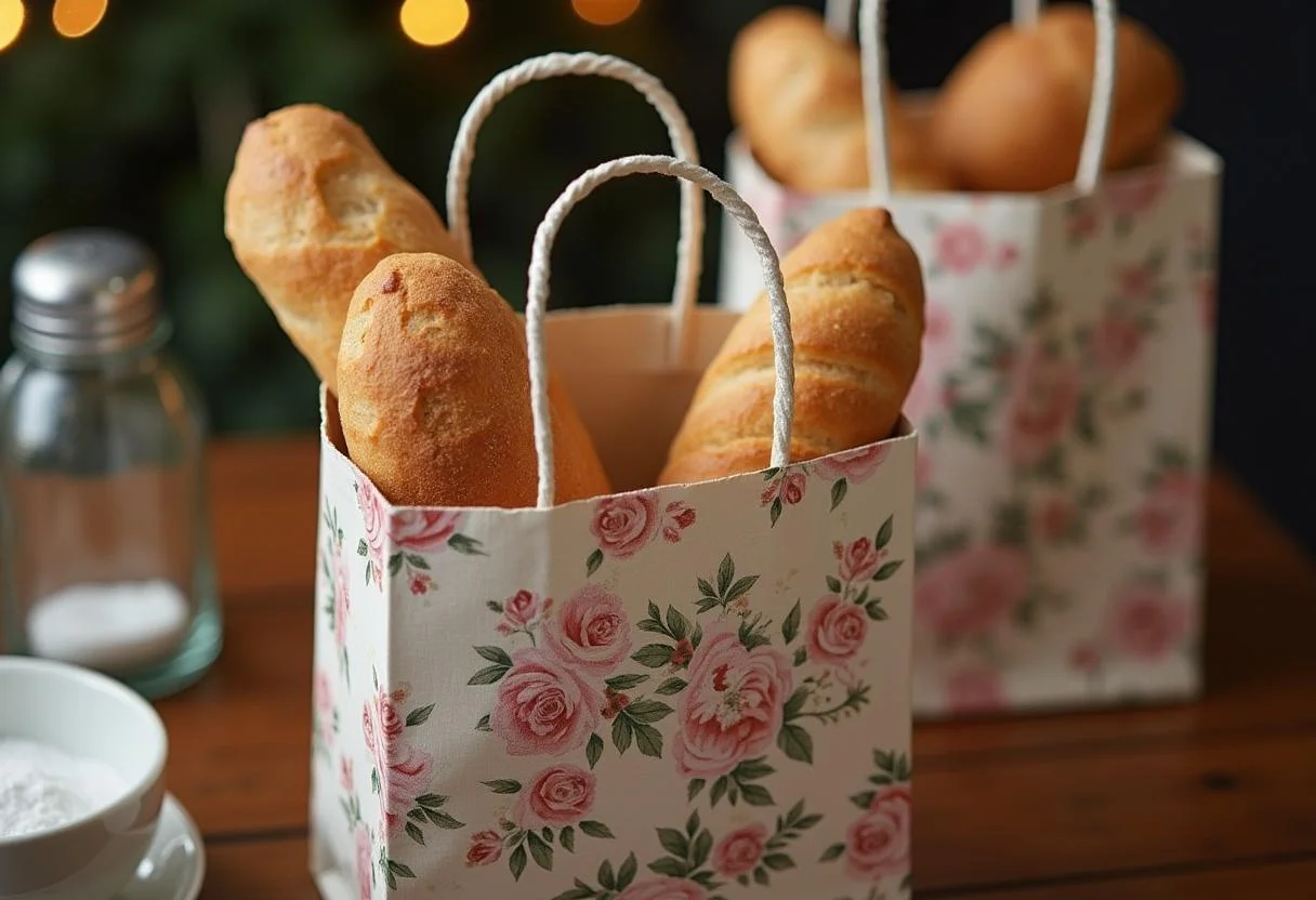 Brot und Salz in einer Geschenktüte, bereit für den Einzug als traditionelles Geschenk.