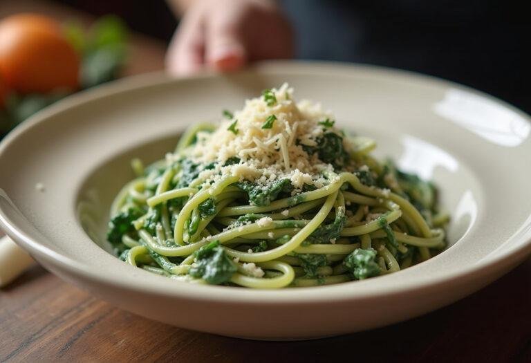 Einfache Spinat Nudeln mit Sahne Soße - Traditionsküche Einfache Spinat Nudeln mit Sahne Soße - Traditionsküche