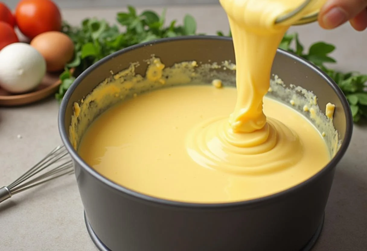 Cremefüllung wird für kuchen ohne backen vorbereitet.