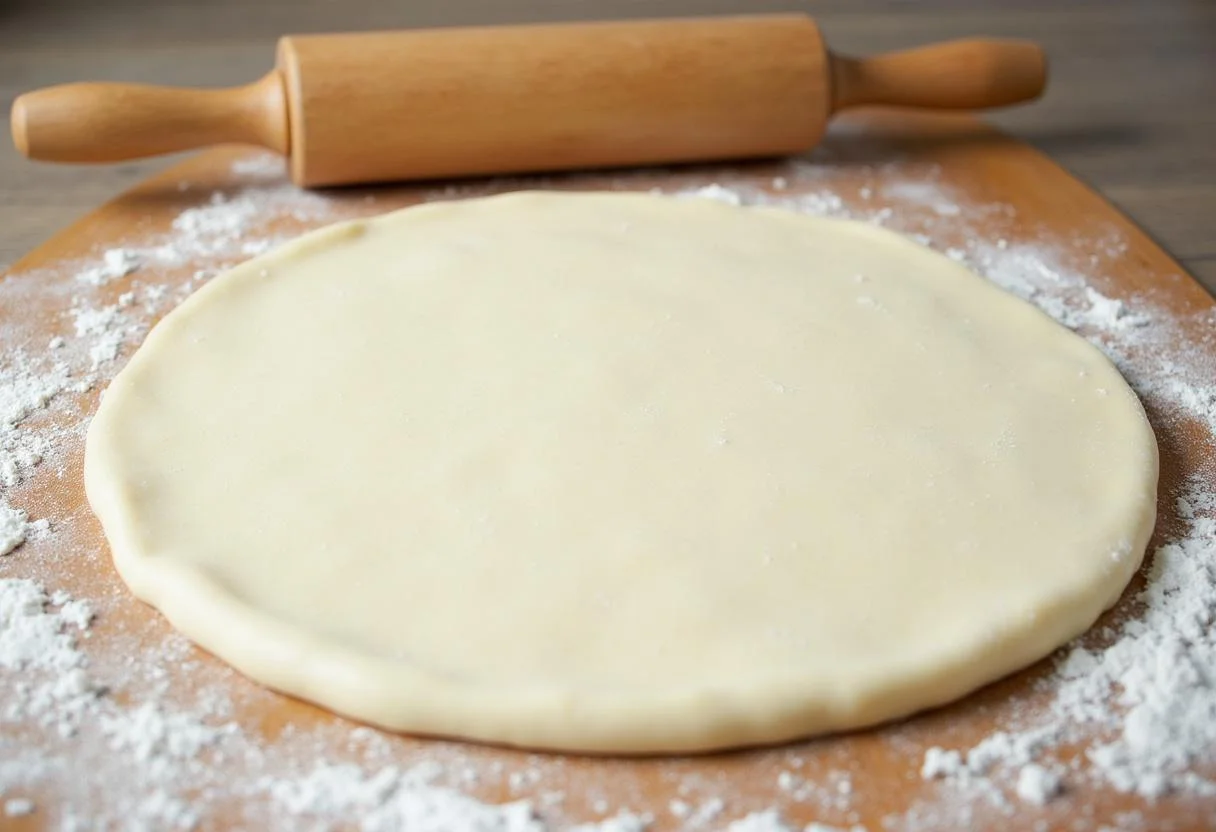 Der Quark Öl Teig wird ausgerollt für den Kuchen mit quark Öl Teig.