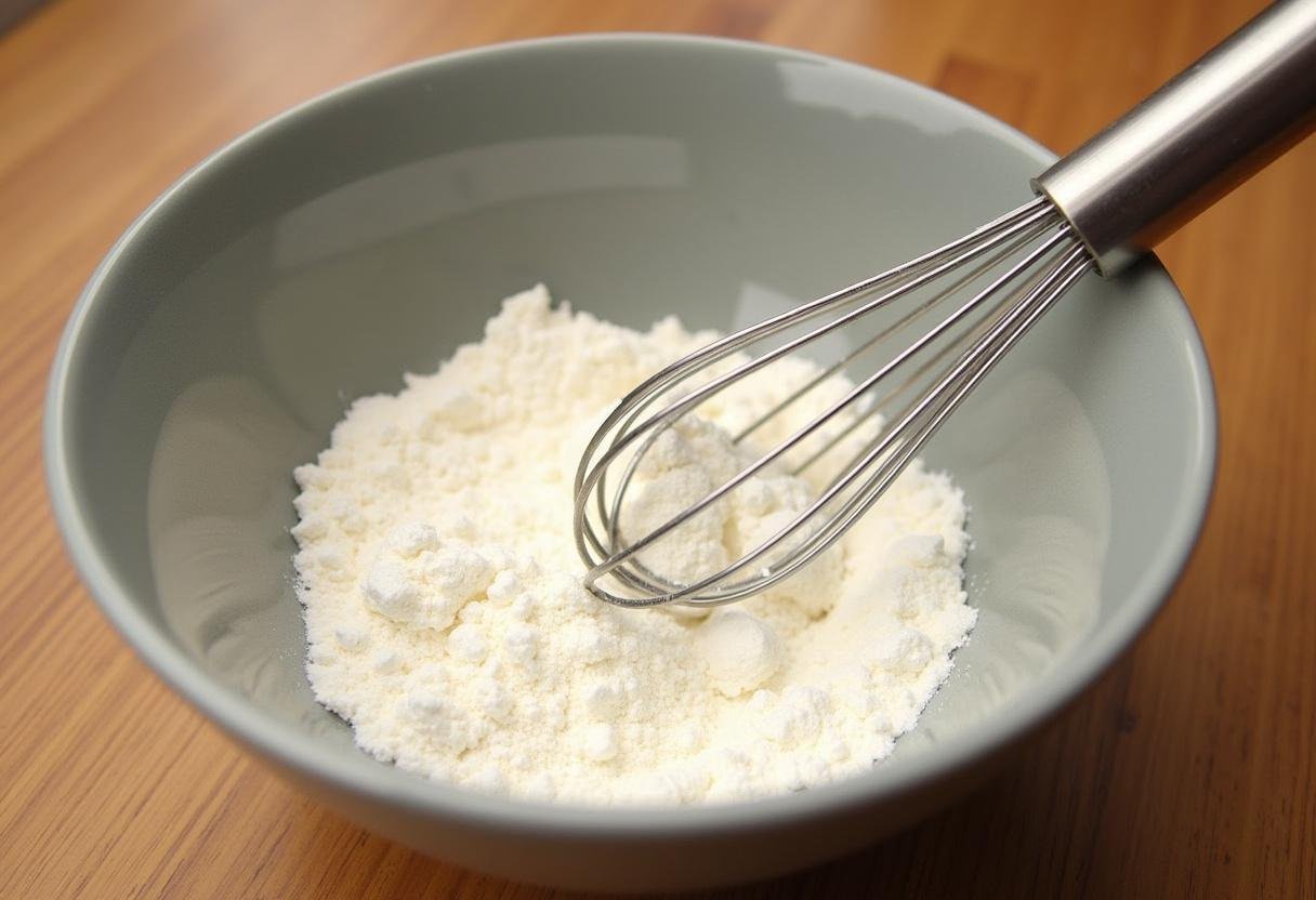 Zutaten für das Rezept Kuchen mit Quark in einer Schüssel gemischt.