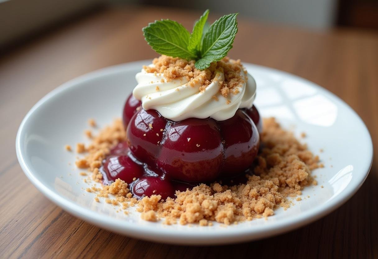 Fertiges trauben dessert mit Mascarpone creme und Keksen, perfekt für jeden Anlass.
