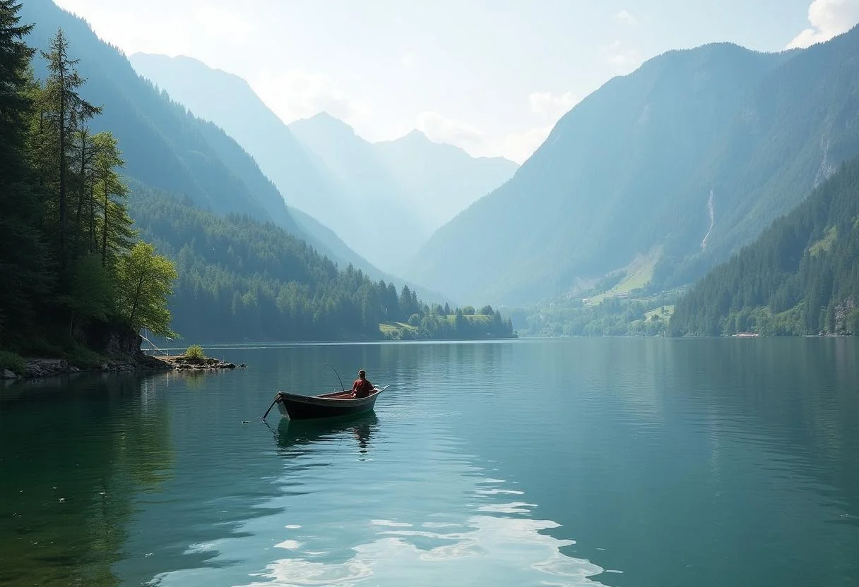 Fishing in the beautiful Allgäu region, showcasing the serene lakes and landscapes for fischen im allgäu.
