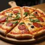 Fertige Pizza aus geschmeidigem Öl Teig, perfekt für einen köstlichen Abend.