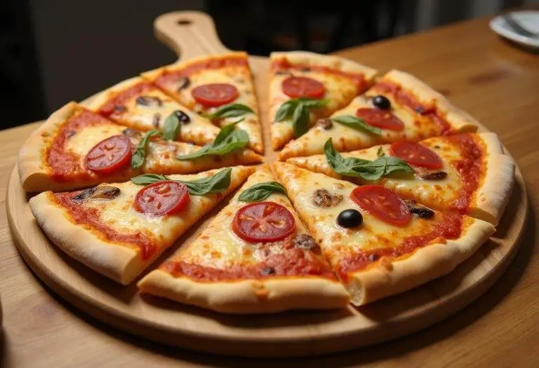 Fertige Pizza aus geschmeidigem Öl Teig, perfekt für einen köstlichen Abend.