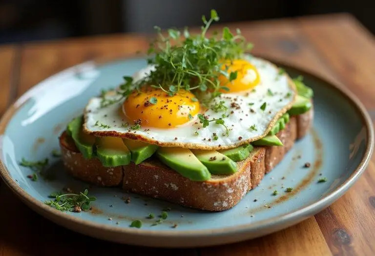 Finished gesundes Avocado Brot mit Ei, perfect for a nutritious meal.