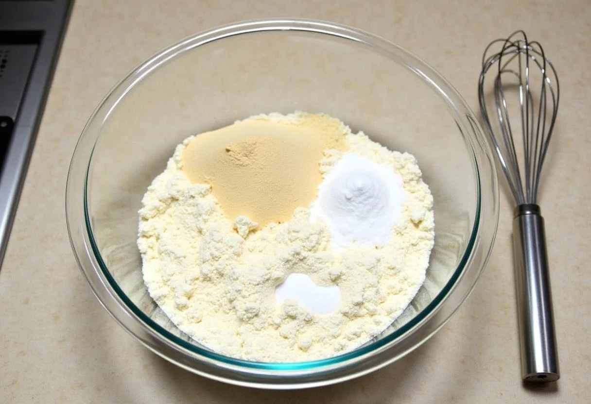Schüssel mit glutenfreier Mehlmischung für glutenfreien Kuchen Rezept.