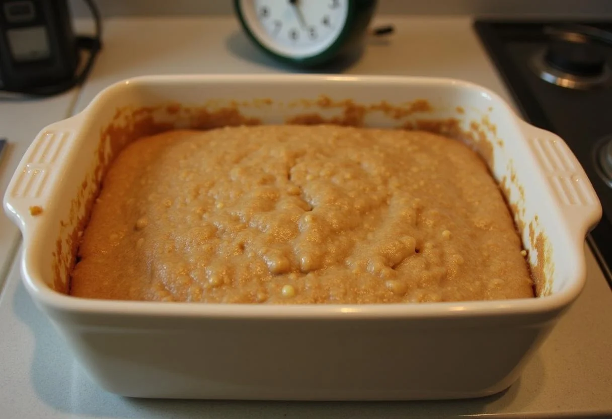 Kuchenform mit Apfel-Walnuss-Teig für den Klassischen Kuchen mit Apfel Streusel bereit zum Backen.