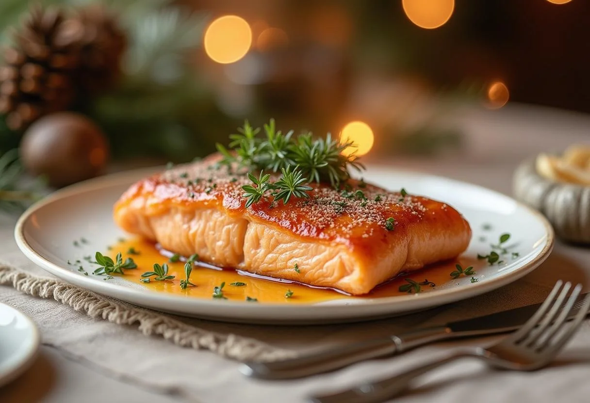 Finished lachs im blätterteig mit spinat, elegantly served for festive occasions.