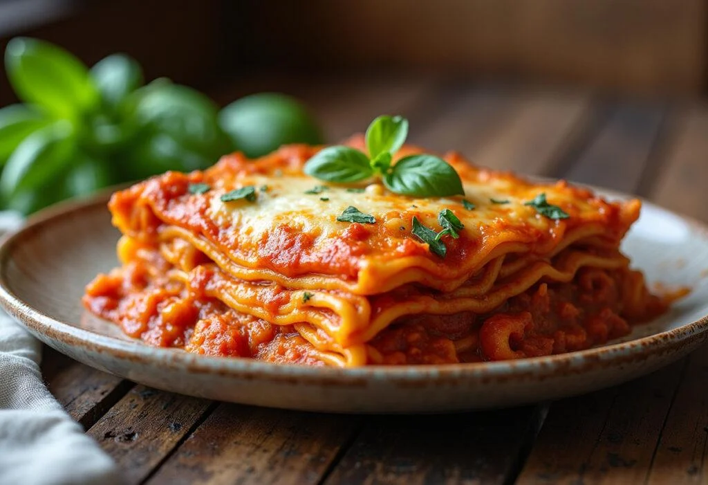 Finished lasagna with salmon and spinach, perfect for family dinners.