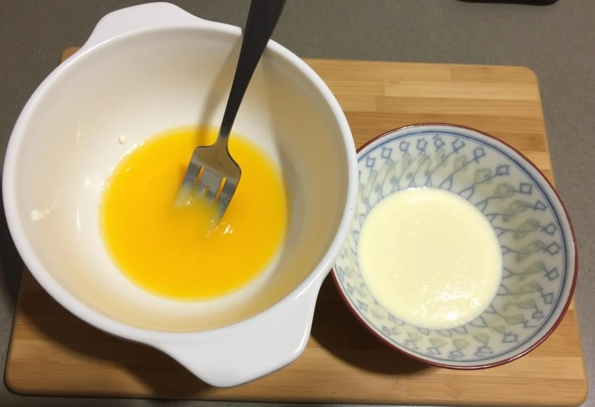 Eier die aufgeschlagen werden für den Kuchen mit Quark Öl Teig.