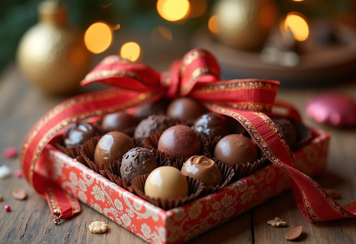 Fertig verpackte Geschenkbox mit verschiedenen Milka Schokolade Sorten, perfekt für besondere Anlässe.