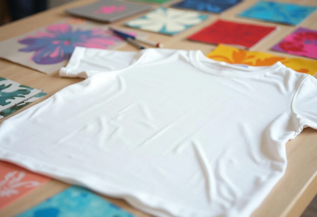 Blank white tee shirt prepared for custom boss tee t shirt design creation.