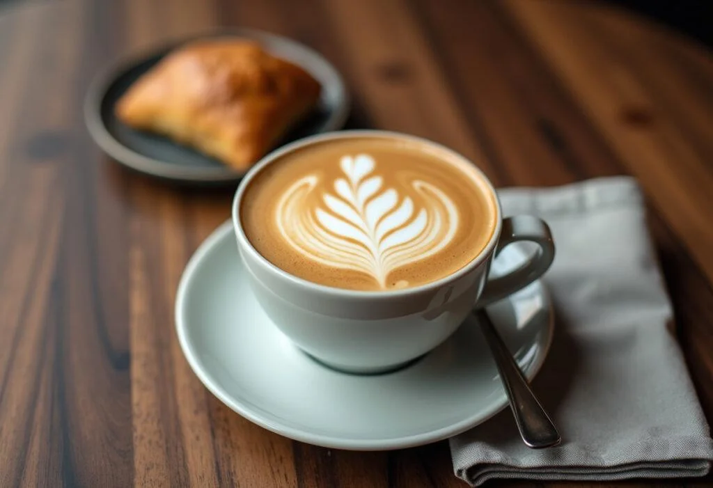 Perfekter Kaffee mit Milch, serviert in einer stilvollen Tasse, ideal für einen kalorienbewussten Genuss.